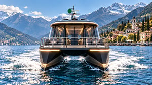 Catamarano di lusso sul lago alpino